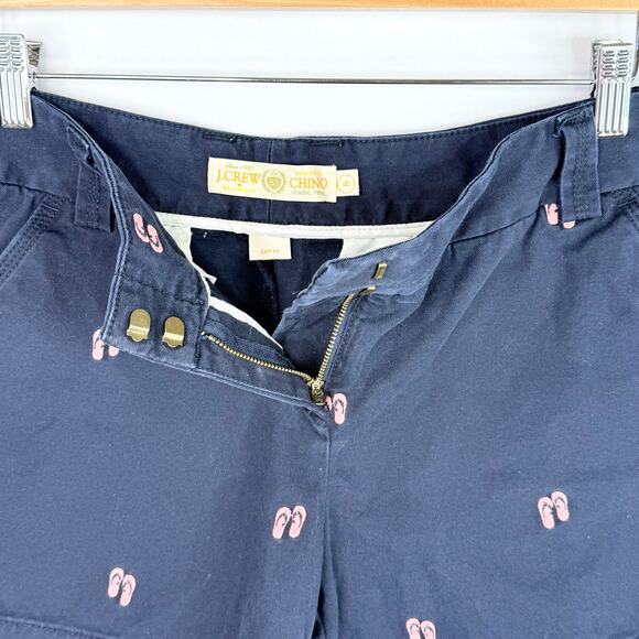 J. Crew Chino City Fit Navy Flip Flop Embroidered Shorts 8 - Picture 8 of 8
